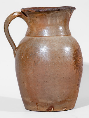 Very Rare attrib. Whelchel Family, Gaffney, SC Area Stoneware Pitcher w/ Freehand Iron-Slip Floral Decoration