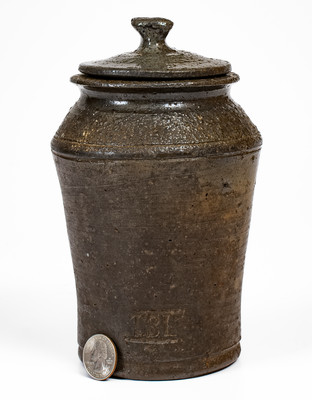Rare Small-Sized TBL (Thomas B. Love Pottery, McMinn County, TN) Salt-Glazed Stoneware Jar w/ Lid