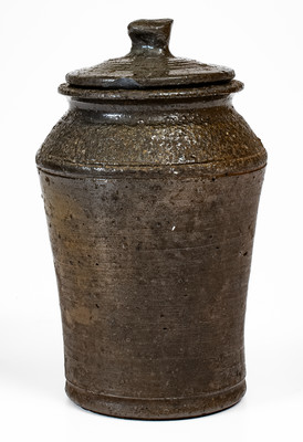Rare Small-Sized TBL (Thomas B. Love Pottery, McMinn County, TN) Salt-Glazed Stoneware Jar w/ Lid