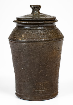 Rare Small-Sized TBL (Thomas B. Love Pottery, McMinn County, TN) Salt-Glazed Stoneware Jar w/ Lid