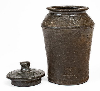 Rare Small-Sized TBL (Thomas B. Love Pottery, McMinn County, TN) Salt-Glazed Stoneware Jar w/ Lid