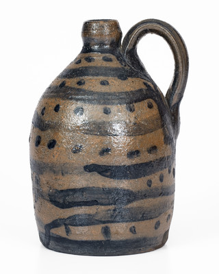 Exceptional Small-Sized attrib. Decker Pottery, Washington Co, TN Stoneware Jug w/ Profuse Decoration