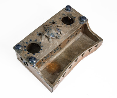 Highly Important Stoneware Inkstand w/ Turtle Finial, Decker Pottery, Washington County, TN