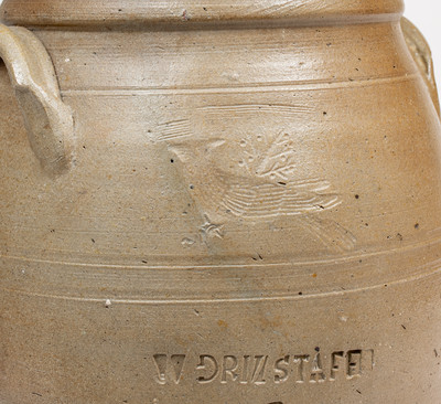 Extremely Rare W. GRINSTAFF, Blount County, TN Stoneware Jar w/ Impressed Cardinal Motif