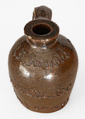 Miniature Albany-Slip-Glazed Stoneware Jug: "R.A. Arnold / Walhalla, S.C. / Sep. 17th 1891"