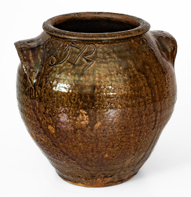 Rare TR (Thomas Rudisil, Lincoln County, NC) Alkaline-Glazed Stoneware Jar