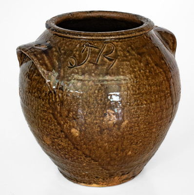 Rare TR (Thomas Rudisil, Lincoln County, NC) Alkaline-Glazed Stoneware Jar