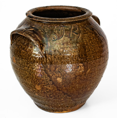 Rare TR (Thomas Rudisil, Lincoln County, NC) Alkaline-Glazed Stoneware Jar