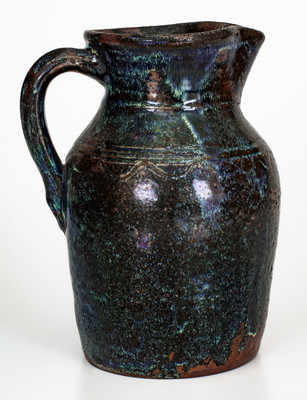 Alkaline-Glazed Stoneware Pitcher w/ Rutile Treatment, attrib. Joe "Jug" Johnson, Laurens County, SC