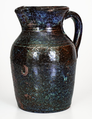 Alkaline-Glazed Stoneware Pitcher w/ Rutile Treatment, attrib. Joe "Jug" Johnson, Laurens County, SC