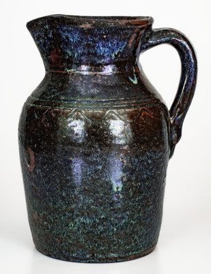 Alkaline-Glazed Stoneware Pitcher w/ Rutile Treatment, attrib. Joe "Jug" Johnson, Laurens County, SC