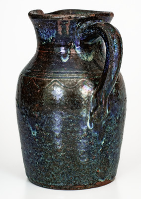 Alkaline-Glazed Stoneware Pitcher w/ Rutile Treatment, attrib. Joe "Jug" Johnson, Laurens County, SC
