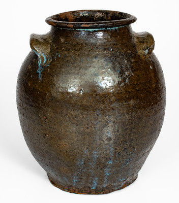 Alkaline-Glazed Stoneware Jar w/ Melted Glass Decoration, probably Upstate South Carolina