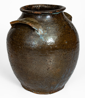 Alkaline-Glazed Stoneware Jar w/ Melted Glass Decoration, probably Upstate South Carolina