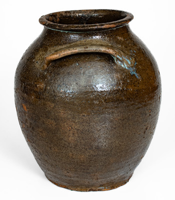 Alkaline-Glazed Stoneware Jar w/ Melted Glass Decoration, probably Upstate South Carolina