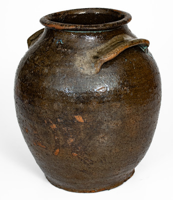Alkaline-Glazed Stoneware Jar w/ Melted Glass Decoration, probably Upstate South Carolina