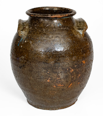 Alkaline-Glazed Stoneware Jar w/ Melted Glass Decoration, probably Upstate South Carolina