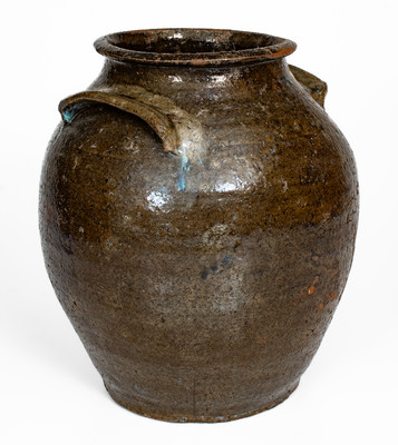 Alkaline-Glazed Stoneware Jar w/ Melted Glass Decoration, probably Upstate South Carolina