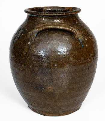 Alkaline-Glazed Stoneware Jar w/ Melted Glass Decoration, probably Upstate South Carolina