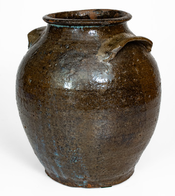 Alkaline-Glazed Stoneware Jar w/ Melted Glass Decoration, probably Upstate South Carolina
