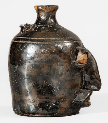 Rare and Important Stoneware Face Jug w/ Quartz Eyes and Teeth, attrib. Meaders Family, probably Cheever