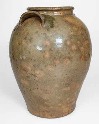 Rare Large-Sized Edgefield District, SC Stoneware Jar w/ Incised Markings and Glass Runs, possibly David Drake