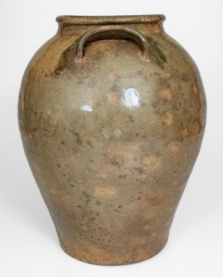 Rare Large-Sized Edgefield District, SC Stoneware Jar w/ Incised Markings and Glass Runs, possibly David Drake