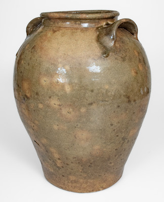 Rare Large-Sized Edgefield District, SC Stoneware Jar w/ Incised Markings and Glass Runs, possibly David Drake