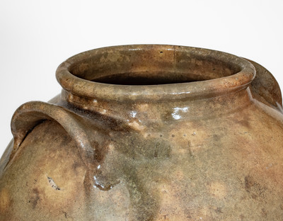 Rare Large-Sized Edgefield District, SC Stoneware Jar w/ Incised Markings and Glass Runs, possibly David Drake