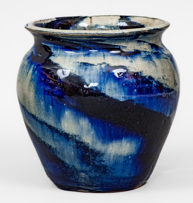 Unusual Swirl-Glazed Stoneware Jar, attrib. Hilton Pottery, Marion, NC, c1935