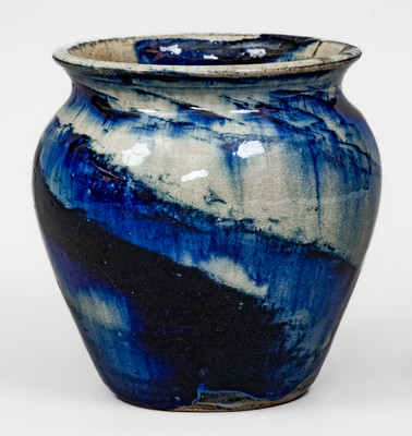 Unusual Swirl-Glazed Stoneware Jar, attrib. Hilton Pottery, Marion, NC, c1935
