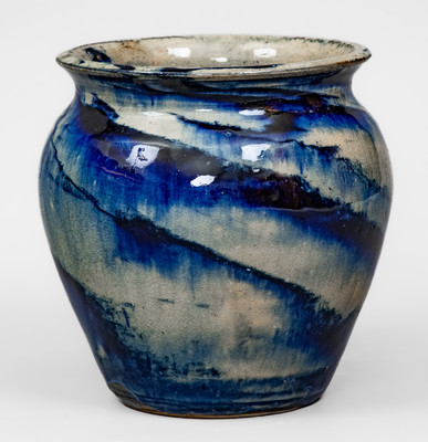 Unusual Swirl-Glazed Stoneware Jar, attrib. Hilton Pottery, Marion, NC, c1935