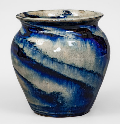 Unusual Swirl-Glazed Stoneware Jar, attrib. Hilton Pottery, Marion, NC, c1935