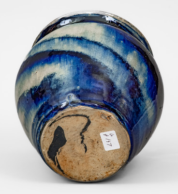 Unusual Swirl-Glazed Stoneware Jar, attrib. Hilton Pottery, Marion, NC, c1935