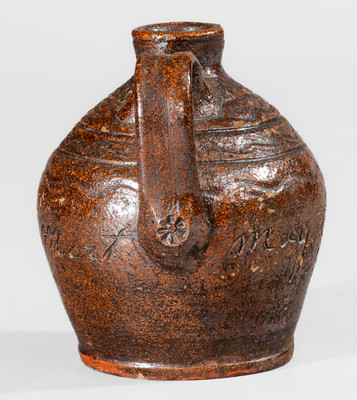 Exceedingly Rare and Important "George Mort May the 27th 1859" Miniature Redware Jug, Jefferson County, TN