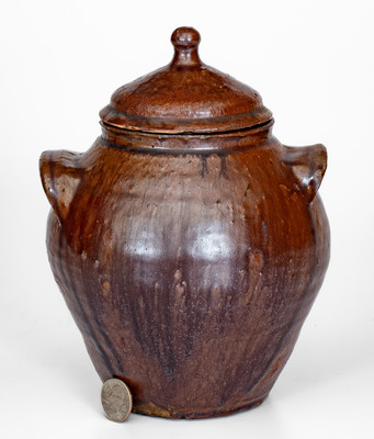 Rare probably Thomas Owenby, Union District, SC Small-Sized Alkaline-Glazed Jar w/ Lid