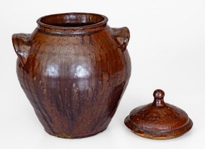 Rare probably Thomas Owenby, Union District, SC Small-Sized Alkaline-Glazed Jar w/ Lid