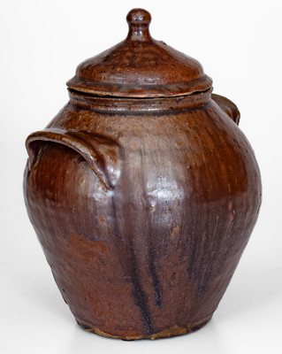 Rare probably Thomas Owenby, Union District, SC Small-Sized Alkaline-Glazed Jar w/ Lid