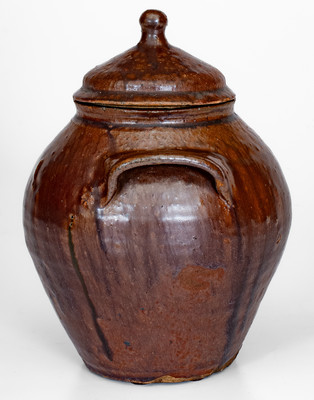 Rare probably Thomas Owenby, Union District, SC Small-Sized Alkaline-Glazed Jar w/ Lid