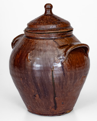 Rare probably Thomas Owenby, Union District, SC Small-Sized Alkaline-Glazed Jar w/ Lid