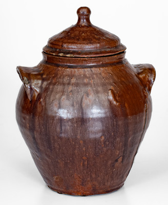 Rare probably Thomas Owenby, Union District, SC Small-Sized Alkaline-Glazed Jar w/ Lid