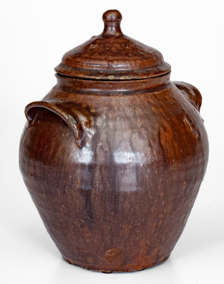 Rare probably Thomas Owenby, Union District, SC Small-Sized Alkaline-Glazed Jar w/ Lid