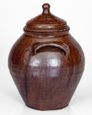 Rare probably Thomas Owenby, Union District, SC Small-Sized Alkaline-Glazed Jar w/ Lid