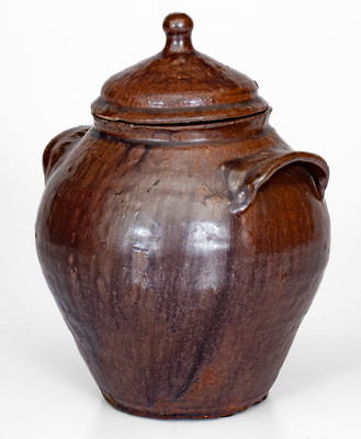Rare probably Thomas Owenby, Union District, SC Small-Sized Alkaline-Glazed Jar w/ Lid