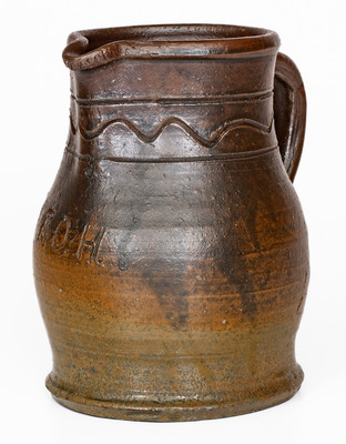 Rare Stoneware Presentation Pitcher, Inscribed "F.D.H.," attrib. Decker Pottery, Washington County, TN