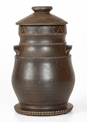 Outstanding Tennessee Stoneware Sugar Jar w/ Lid, possibly Sevierville