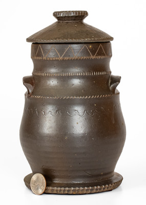 Outstanding Tennessee Stoneware Sugar Jar w/ Lid, possibly Sevierville