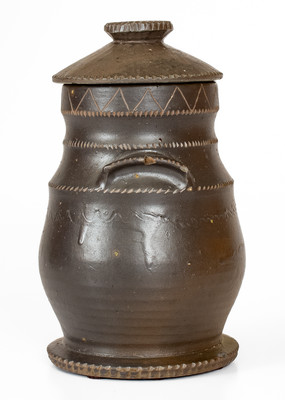 Outstanding Tennessee Stoneware Sugar Jar w/ Lid, possibly Sevierville