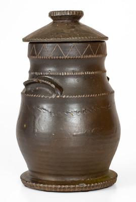 Outstanding Tennessee Stoneware Sugar Jar w/ Lid, possibly Sevierville