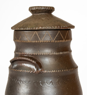 Outstanding Tennessee Stoneware Sugar Jar w/ Lid, possibly Sevierville